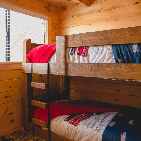 cabin bedroom with bunk beds